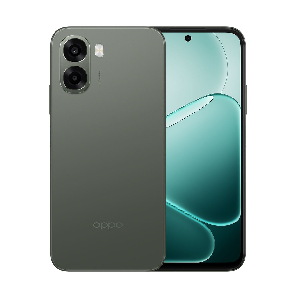 OPPO A6T Telcel color Olivo — vista frontal y trasera. Cotización Planes Libre y Ultra.