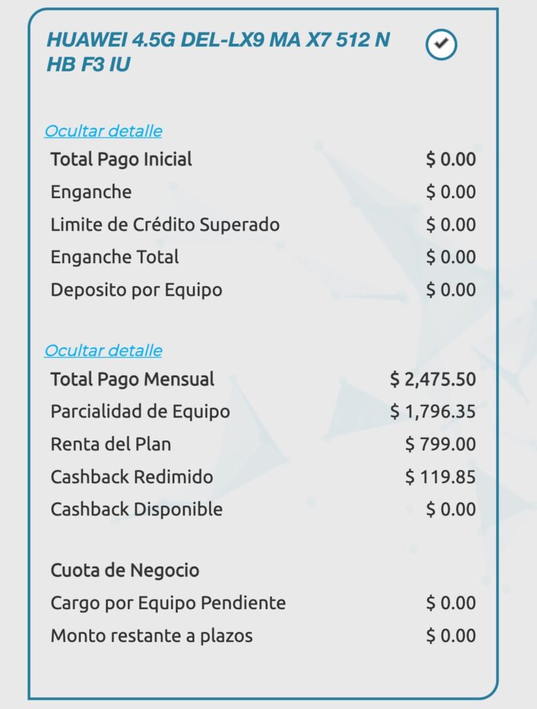 Cotizacion HUAWEI Mate X7