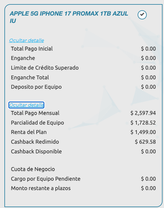 Iphone 17 Pro Max 1TB | Plan TelceL 2 IPHONE 17 PRO MAX 1TB PROMOCION EXPERTOTELCEL.COM