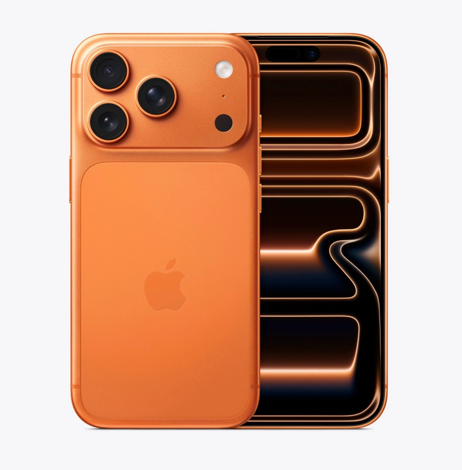 iPhone 17 Pro color Naranja cósmico — frente y trasera en Telcel