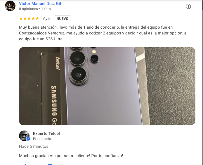 Testimonio Samsung Galaxy S26 Ultra Coatzacoalcos Veracruz expertotelcel.com