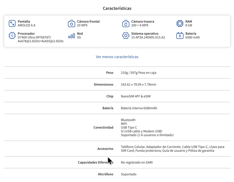 XIAOMI REDMI NOTE 15 PRO 5G especificaciones2