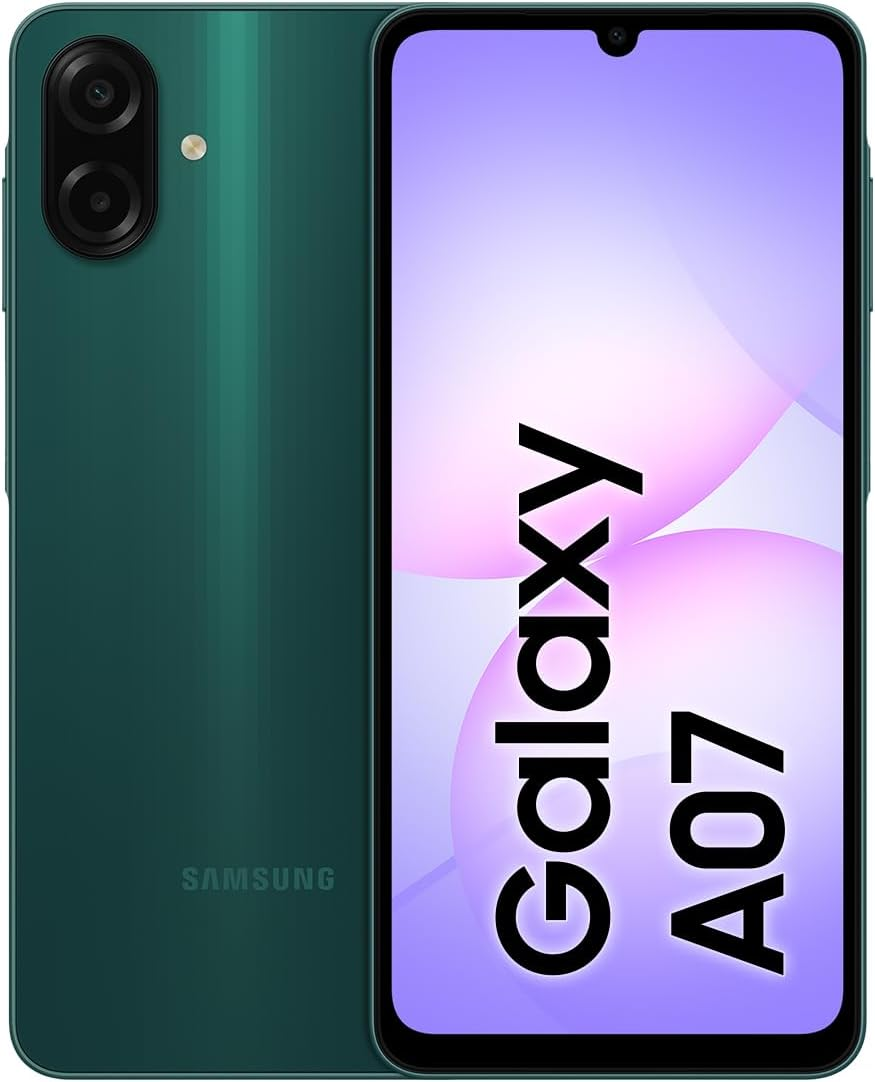 Samsung Galaxy A07 64GB color Verde — frente y trasera en Telcel