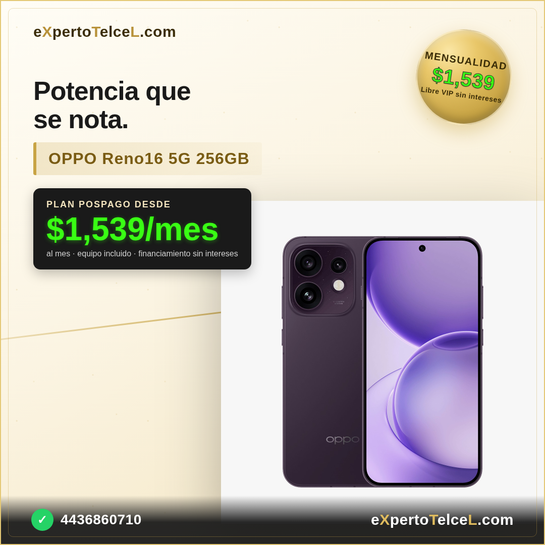 OPPO Reno16 5G 256GB en Telcel Plan TelceL