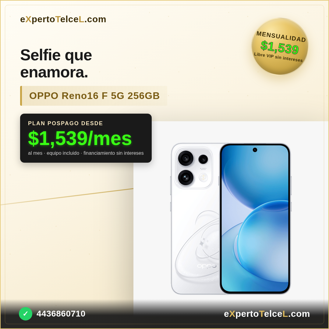 OPPO Reno16 F 5G 256GB en Telcel Plan TelceL