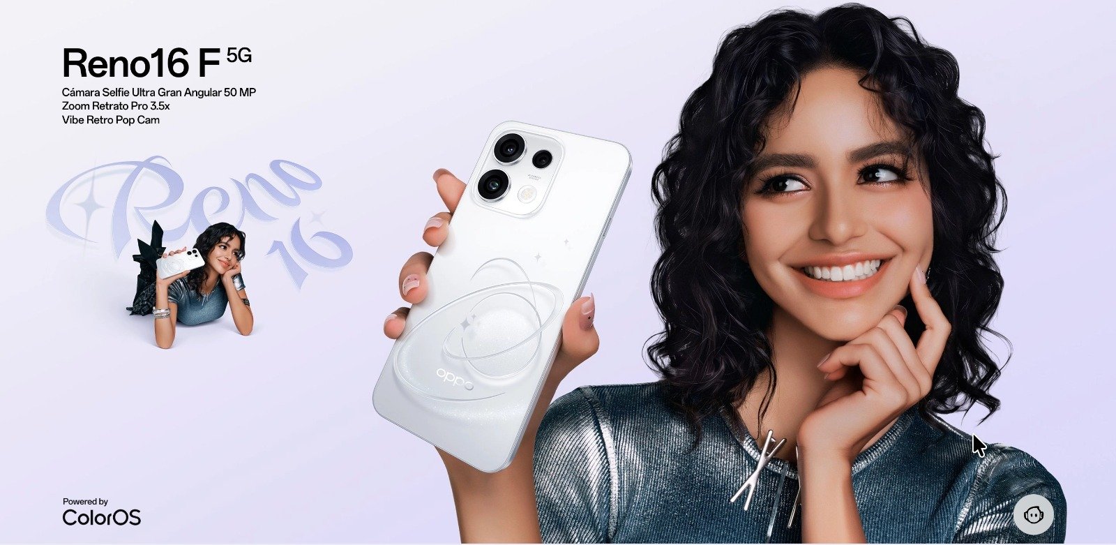OPPO Reno 16 F 5G — vista lateral y cámaras.