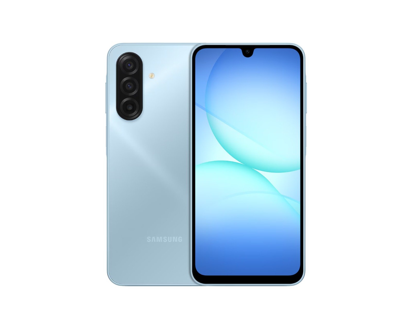 Samsung Galaxy A17 4G color azul — frente y trasera en Telcel