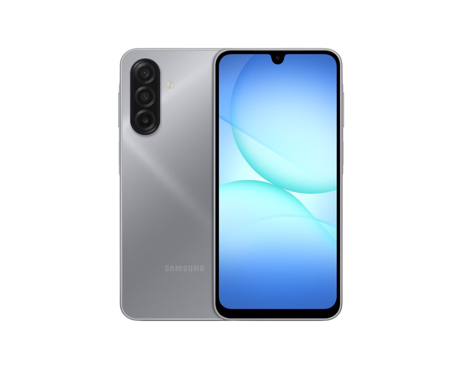 Samsung Galaxy A17 4G color gris — frente y trasera en Telcel