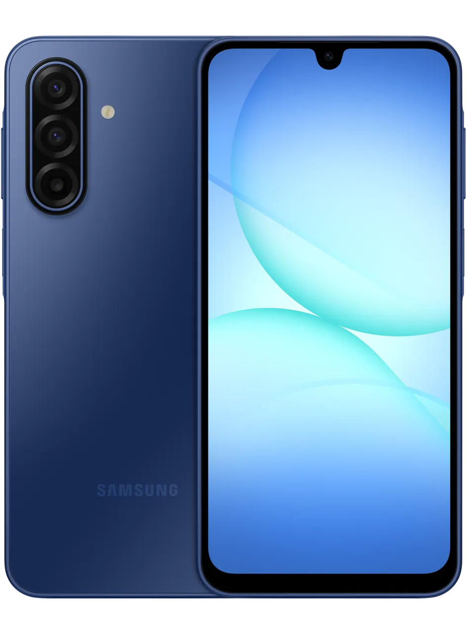 Samsung Galaxy A17 5G color azul — frente y trasera en Telcel