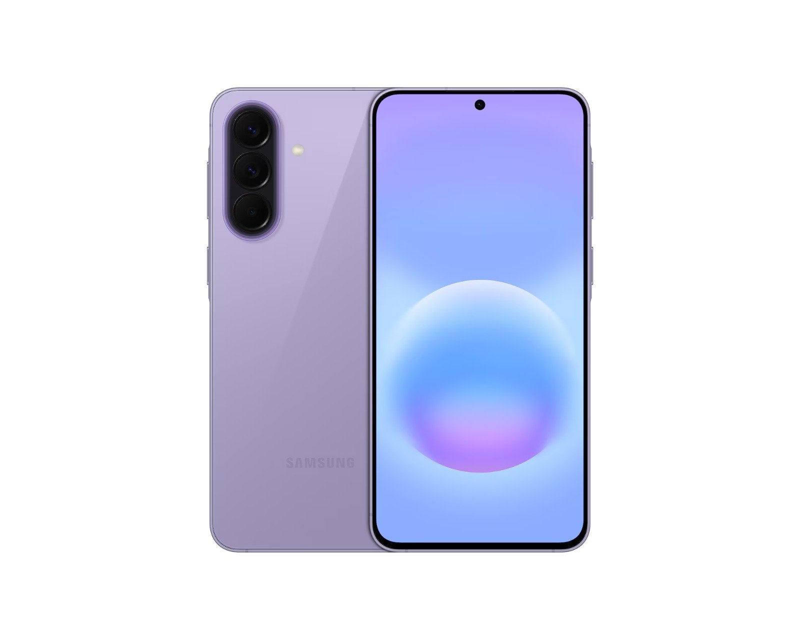 Samsung Galaxy A57 5G color violeta — frente y trasera en Telcel